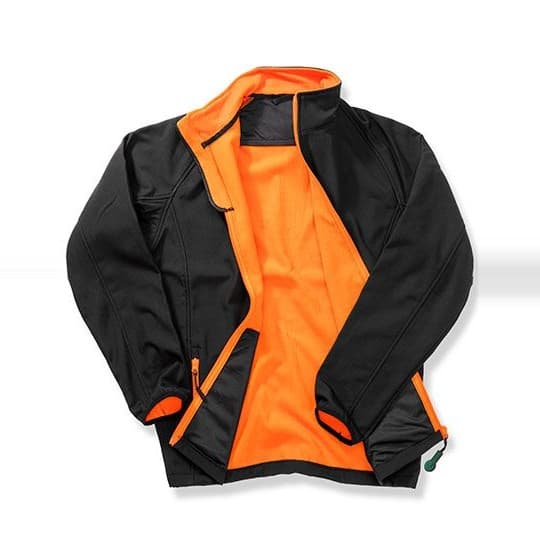 Result Recycled Men's Printable Softshell Jacket with Recycled Fleece Inner – Black / Orange