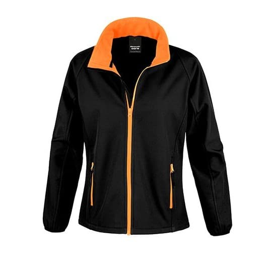 Result Recycled Women´s Printable Softshell Jacket with Recycled Fleece Inner – Black / Orange