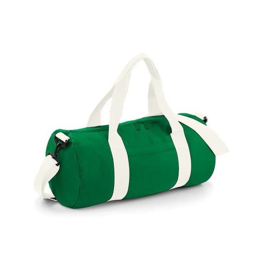 BagBase Original Barrel Bag – Kelly Green / Off White