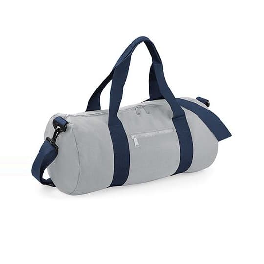 BagBase Original Barrel Bag – Light Grey / French Navy