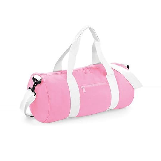 BagBase Original Barrel Bag – Classic Pink / White
