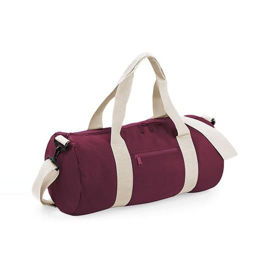 BagBase Original Barrel Bag – Burgundy / Off White