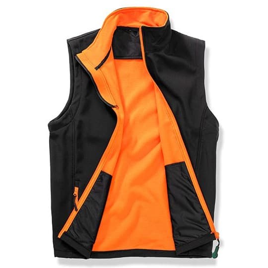 Result Recycled Men's Printable Softshell Bodywarmer with Recycled Fleece Inner – Black / Orange