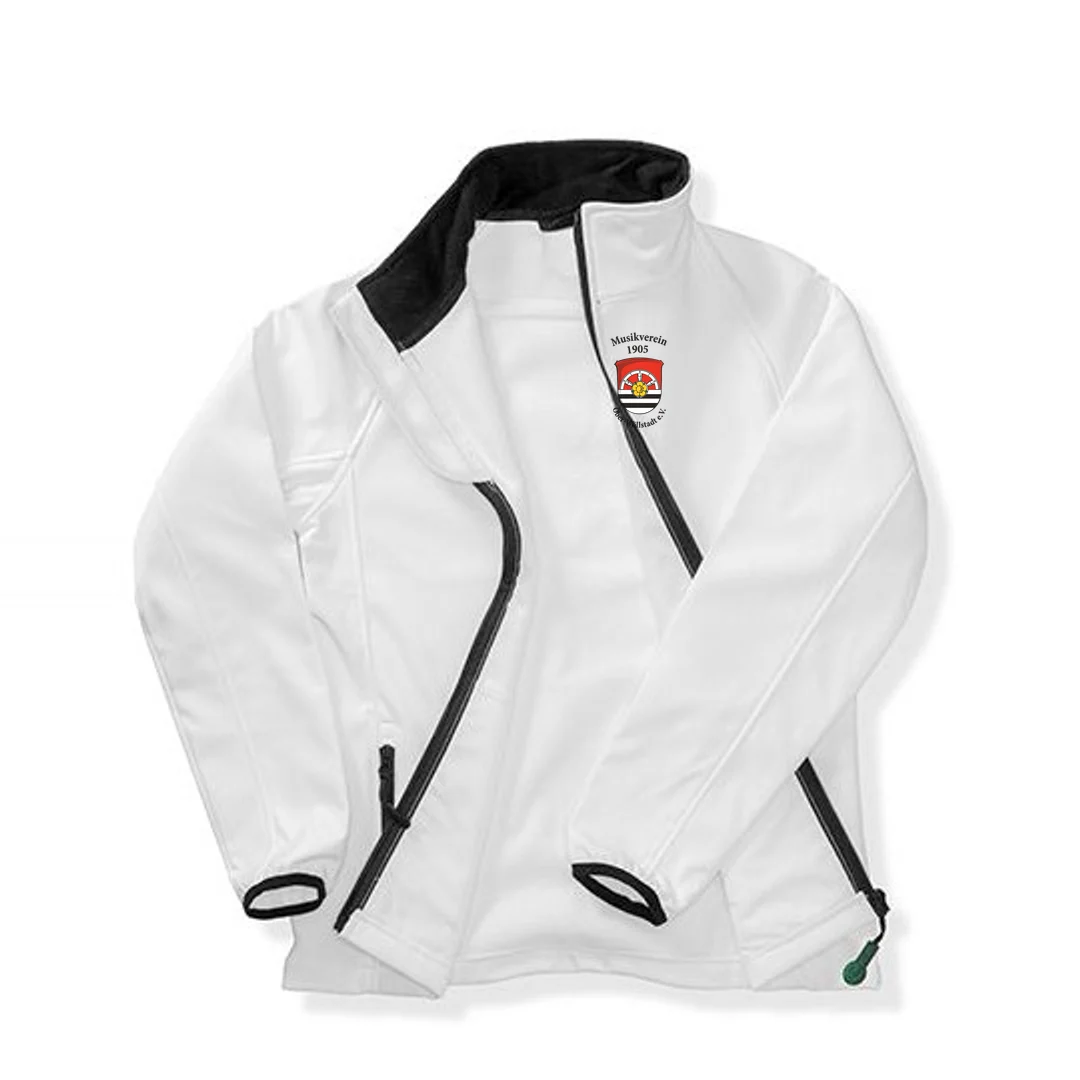 Result Recycled Men's Printable Softshell Jacket with Recycled Fleece Inner – White / Black