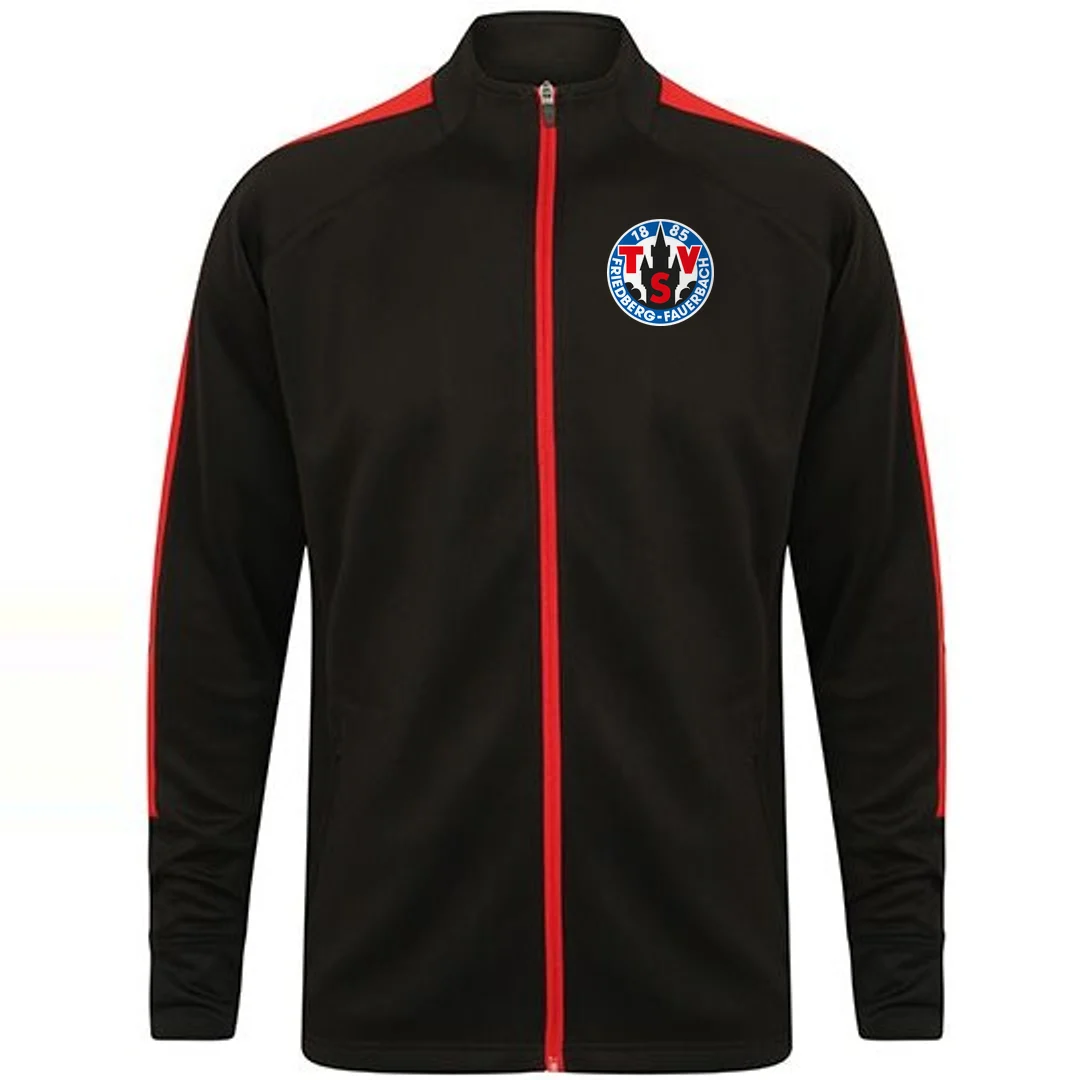 Finden+Hales Adults Knitted Tracksuit Top – Black / Red
