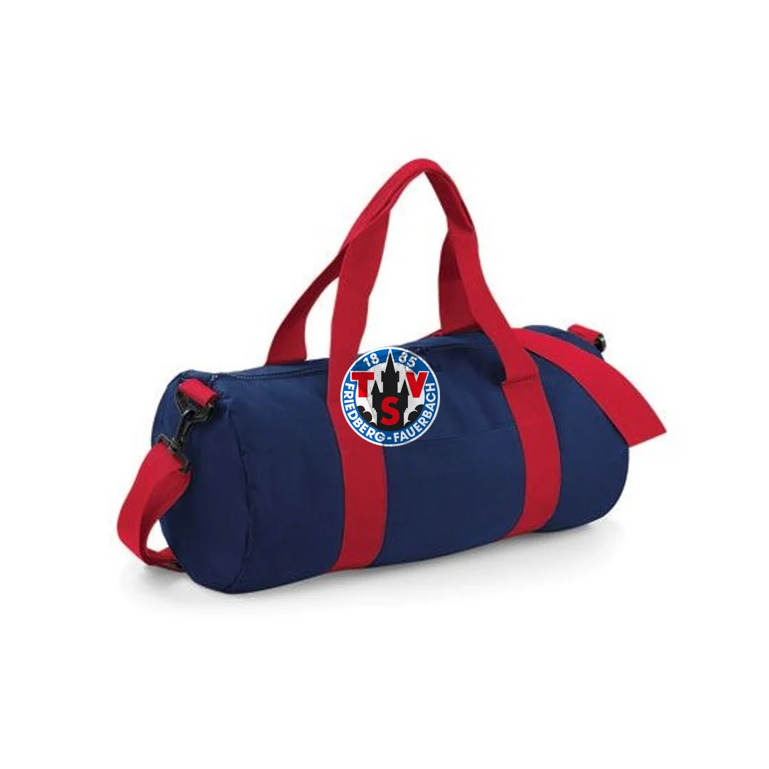 BagBase Original Barrel Bag – French Navy / Classic Red