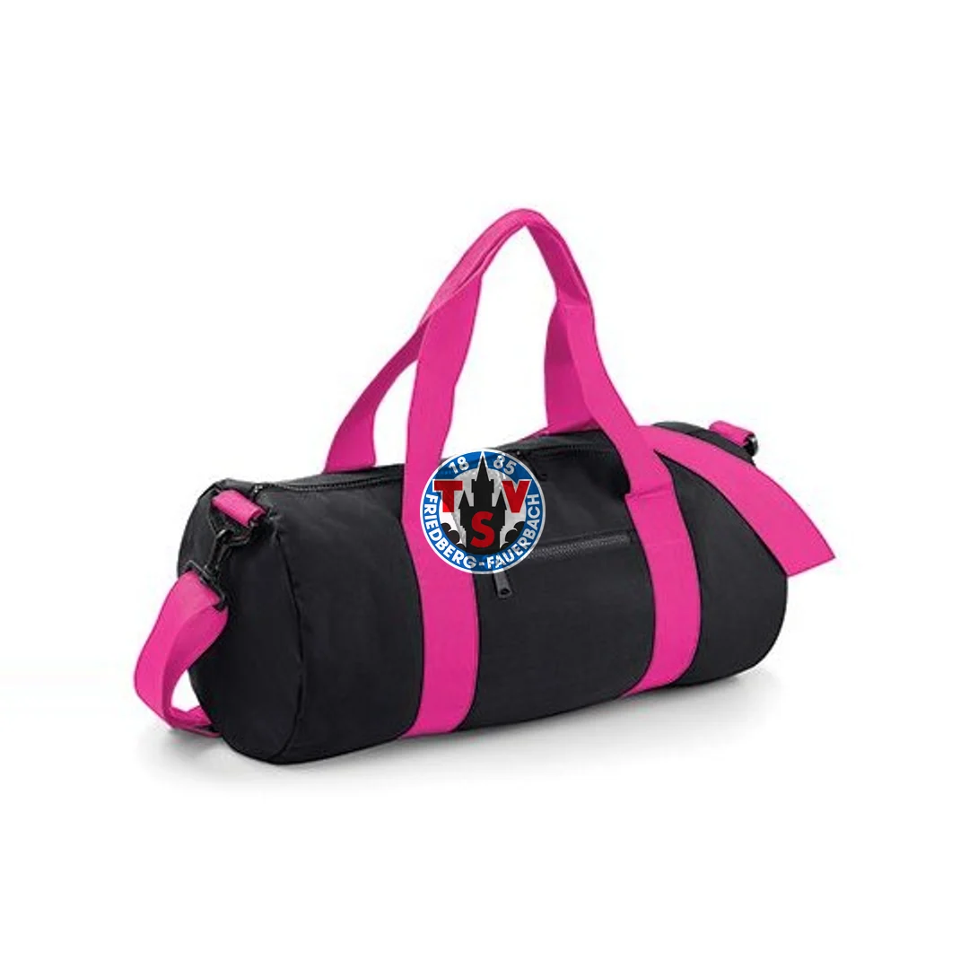 BagBase Original Barrel Bag – Black / Fuchsia