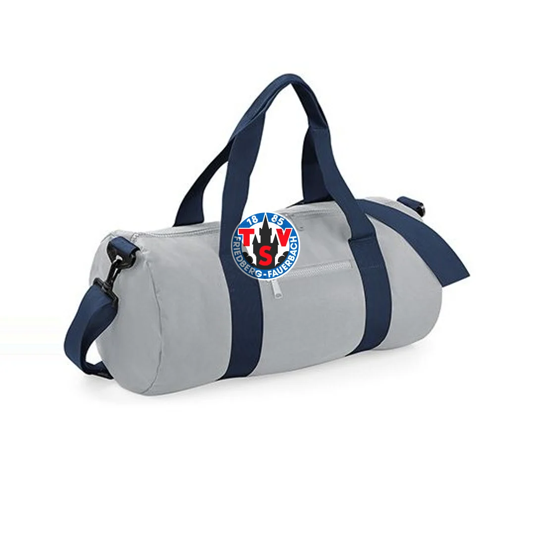 BagBase Original Barrel Bag – Light Grey / French Navy