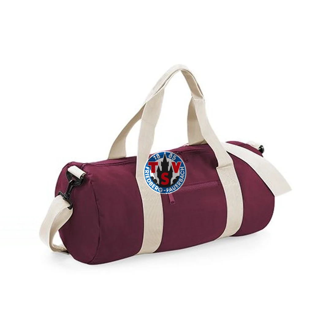 BagBase Original Barrel Bag – Burgundy / Off White